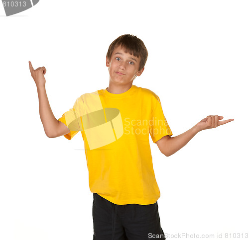 Image of boy deciding and pointing