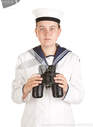 Image of navy seaman with binoculars