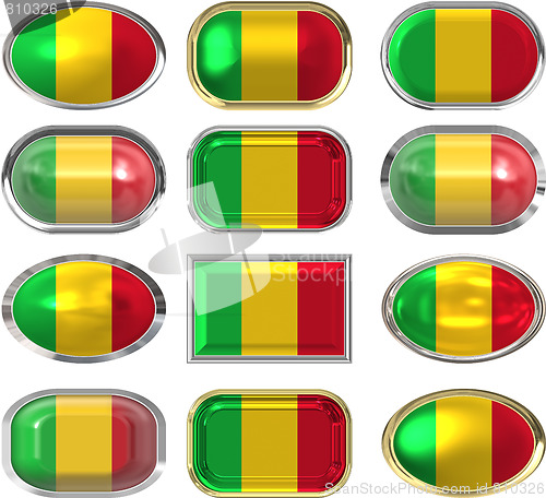 Image of twelve buttons of the Flag of Mali