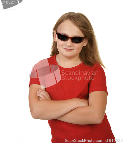 Image of young girl wearing sunglasses