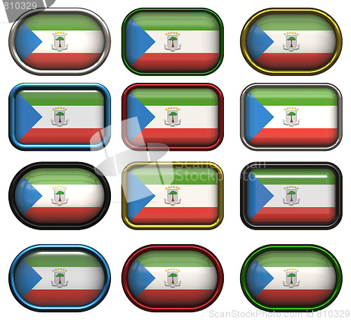 Image of twelve buttons of the Flag of Equatorial Guinea