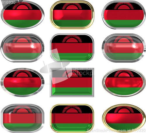 Image of twelve buttons of the Flag of Malawi