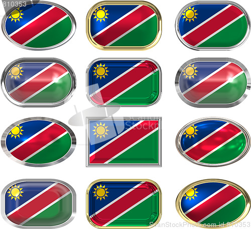 Image of twelve buttons of the flag of nambia