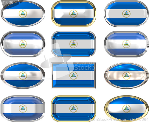 Image of twelve buttons of the Flag of Nicaragua