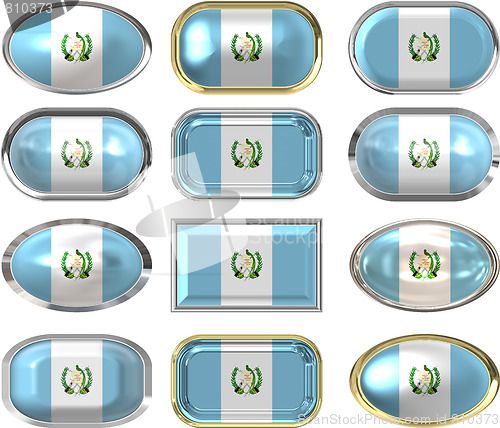 Image of twelve buttons of the Flag of Guatemala