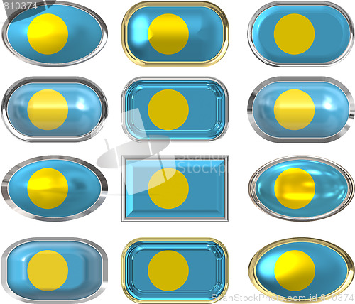 Image of twelve buttons of the Flag of Palau