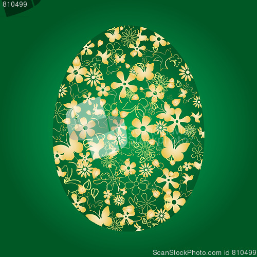 Image of Decorative Easter Egg on green background