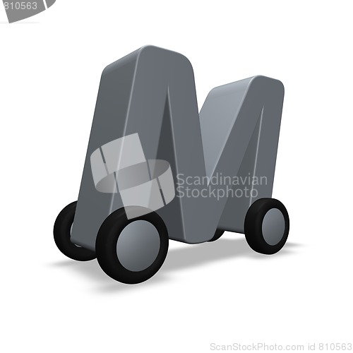 Image of letter m on wheels