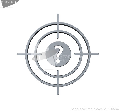 Image of gun sight with question mark