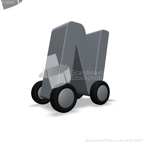 Image of letter n on wheels