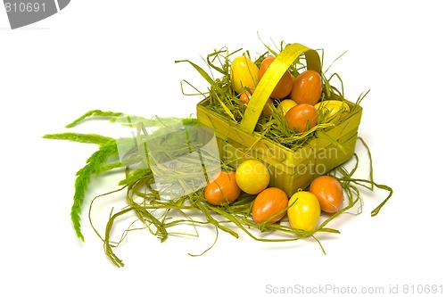 Image of Easter eggs and basket