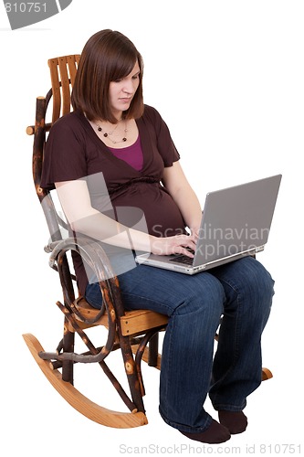 Image of Pregnant Mother Working on Computer