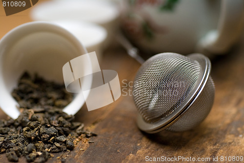 Image of green chinese tea set
