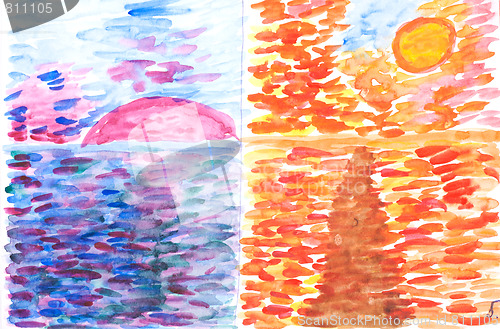 Image of Baby drawing, sea