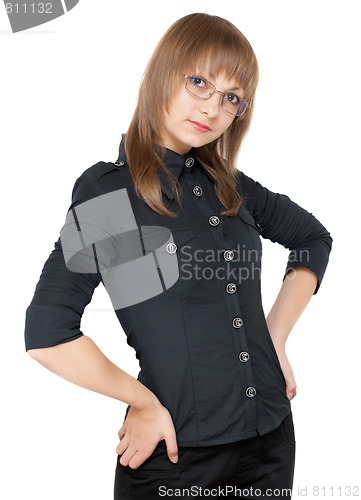 Image of Young girl bespectacled and black cloth