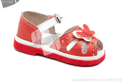 Image of Red leather baby sandal