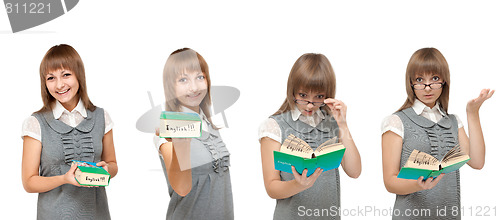 Image of Girl with dictionary English, emotions