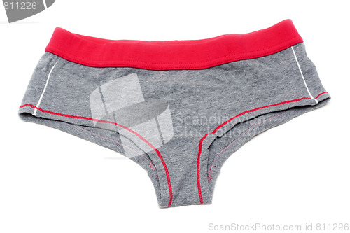 Image of Feminine underclothes, gray panties and red band