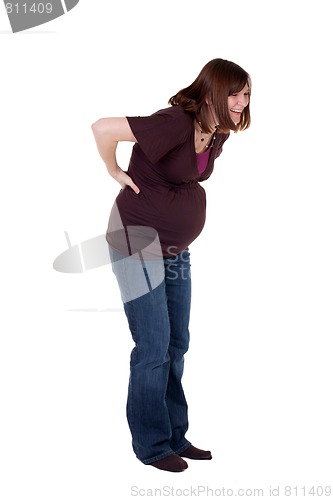 Image of Pregnant Mother Holding Her Back