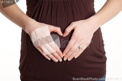 Image of Hand Heart on Pregnant Belly