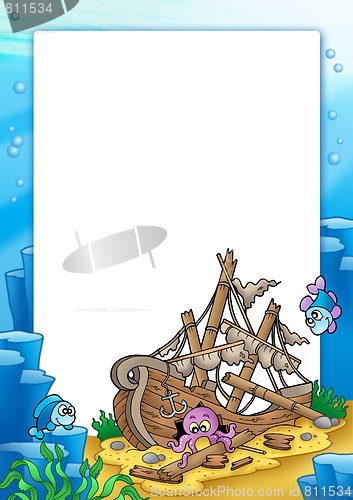 Image of Frame with shipwreck in sea