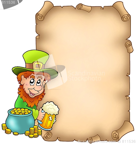 Image of Parchment with leprechaun and gold