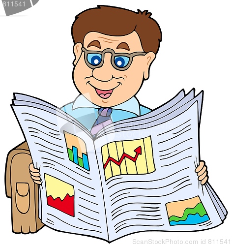 Image of Businessman reading newspaper