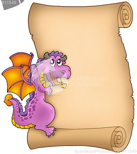 Image of Old parchment with lurking dragon