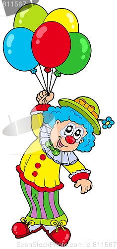 Image of Funny smiling clown with balloons