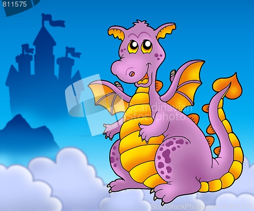 Image of Big purple dragon with castle