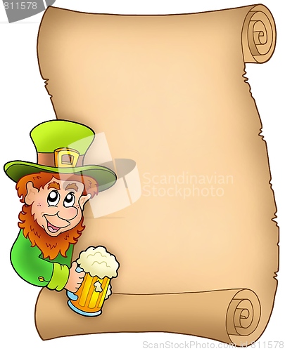 Image of Parchment with leprechaun and beer