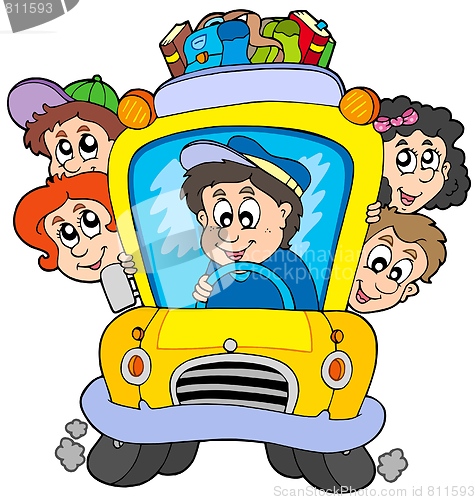 Image of School bus with children