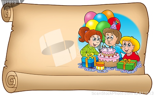 Image of Scroll with celebrating kids
