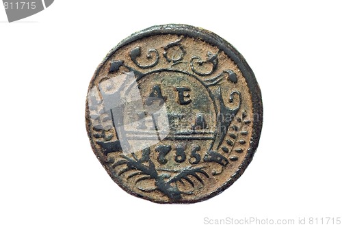 Image of Antique Russian copper coin of 1735