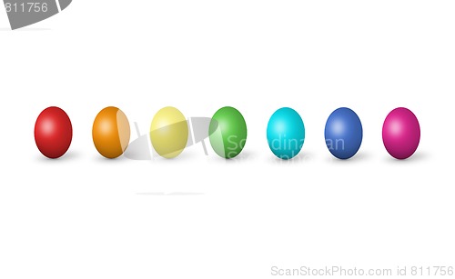 Image of Colorful easter eggs isolated on white