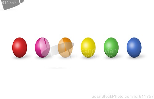 Image of Colorful easter eggs isolated on white