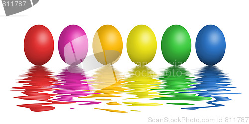 Image of Colorful easter eggs isolated on white