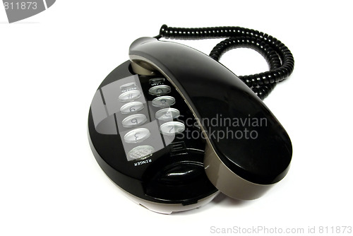 Image of black telephone on white background