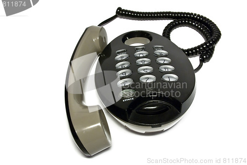 Image of black telephone on white background