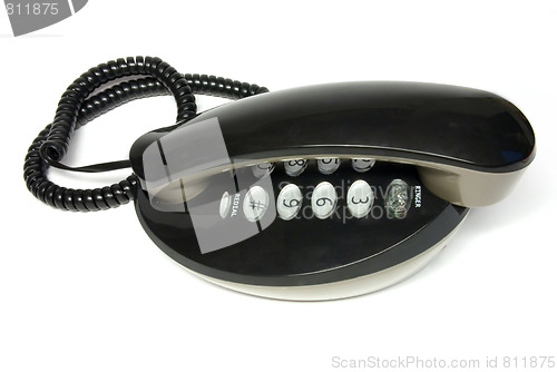 Image of black telephone on white background