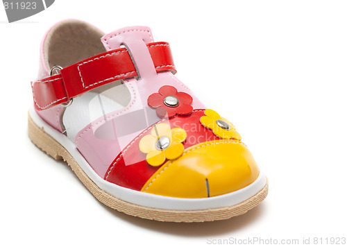 Image of Varicoloured leather baby sandal