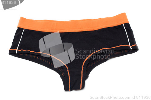 Image of Feminine underclothes, black panties and orange band