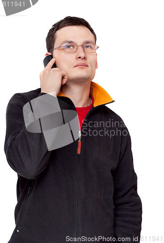 Image of Portrait men in spectacles with telephone