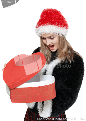 Image of Girl with gift red box