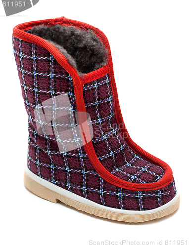 Image of Cloth baby striped boot with fur