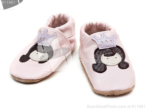 Image of Pair baby rose leather slippers