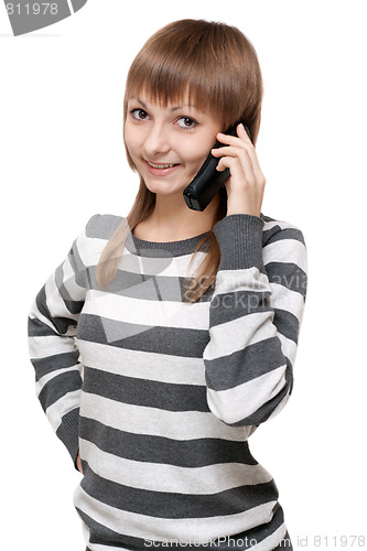 Image of Beautiful girl with telephone in hand