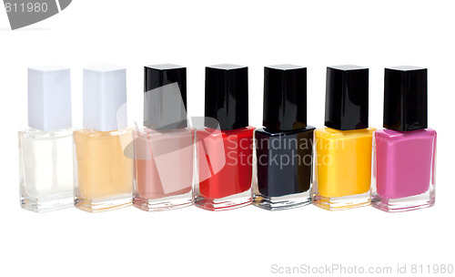 Image of Colour varnish for nail exposed in row