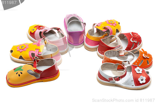 Image of Baby sandals exposed by semicircle