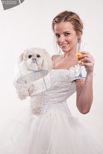 Image of Attractive twenties blond caucasian woman bride